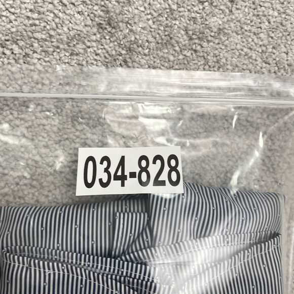 Construct Pinstripe Dress Shirt Men Large Blue Button Down Long Sleeve Flip Cuff - Picture 14 of 14